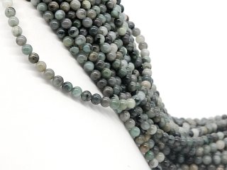 Emerald strand - spheres 6.5 mm gray green, black, length 38 cm /5007