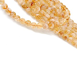 Rutile quartz strand - spheres 10 mm sunny yellow, white, length 39 cm /5233