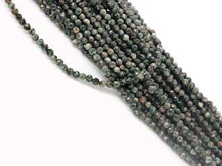 Seraphinite strand - faceted spheres 3 mm moss green, length 38.5 cm /3951