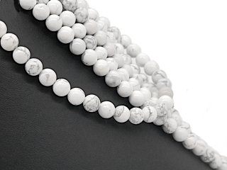 Howlite strand - spheres 8 mm white marble, length 38 cm /2898