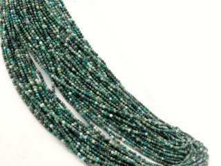 Chrysocolla strand - faceted spheres 2.5 mm green turquoise, length 39 cm /2753