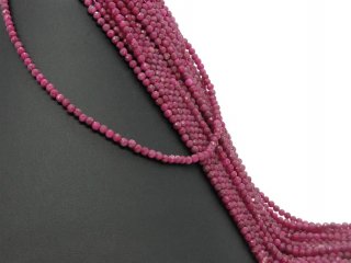Ruby strand - faceted spheres 3.5 mm ruby red, length 39 cm /1755