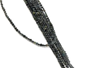 Tourmaline strand - faceted discs 3x4 mm black green, length 38,5 cm /2255