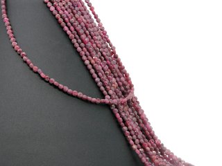 Ruby strand - faceted discs 3x4 mm ruby red, length 39 cm /1025