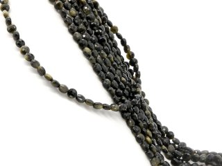 Obsidian Strang - facettierte Scheiben 4x7 mm schwarz, schimmernd, Länge 39 cm /1566