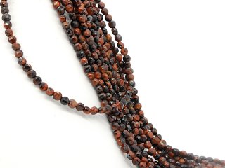 Tiger eye strand - faceted discs 5x6 mm red, length 39 cm /1705
