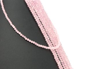 Rose quartz strand - faceted spheres 3.5 mm pink, length 39 cm /5048