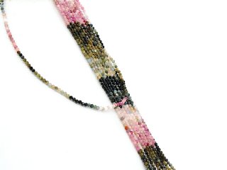 Tourmaline strand - faceted spheres 2.5 mm multicolor, length 39 cm /5458