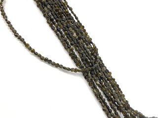 Obsidian Strang - facettierte Scheiben 2x4 mm olivgrün, schimmernd, Länge 38 cm /2264