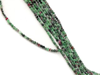 Rubin-Zoisit strand - faceted discs 3x4 mm green red, 39 cm /2290