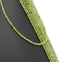 Green garnet strand - faceted spheres 3 mm shades of green, 39 cm /1572
