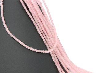 Rosenquarz Strang - facettierte Würfel 3 mm rosa, Länge 39 cm /4962