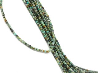 Turquoise strand - faceted cubes 3 mm green multicolor, length 39 cm /4977