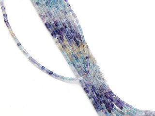 Fluorite strand - faceted cubes 3 mm multicolor, length 39 cm /4925