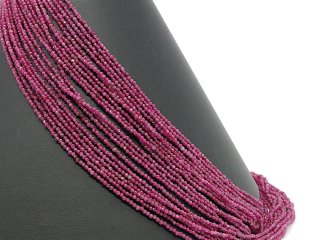 Rubin Strang - facettierte Kugeln 2 mm rubinrot, Länge 39 cm /2712