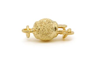 Ball clasp - 925/-silver, 6 mm, gold plated, diamond grit /0676