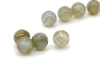 Four green labradorite beads