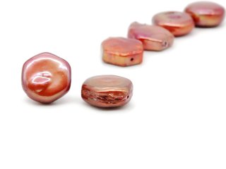 Two red coloured cultured pearls