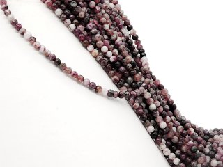 Tourmaline beads in magenta and grey