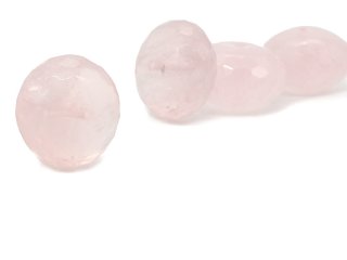 Pierced, faceted rose quartz rondelle