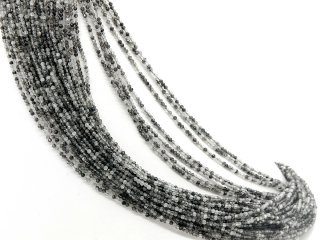 Grey and black tourmaline quartz beads