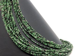 Faceted anyolite beads in red and green