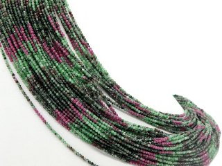 Faceted anyolite beads in magenta and green