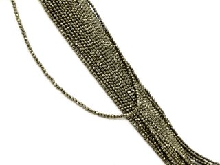 Pyrit Strang - facettierte Kugeln 2 mm grüngold, Länge 39,5 cm /2359