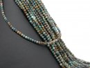 Small, faceted turquoise beads in blue-green and brown