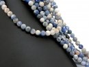 Gemstone strand with sodalite in white and blue