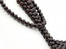 Pierced, dark red garnet beads
