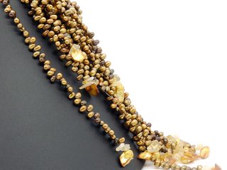 Mélange de perles de culture, de perles Biwa et de citrines