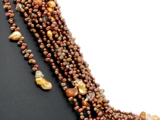 Mischung aus Zuchtperlen, Biwa-Perlen und Citrinen