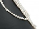 Button shaped, white cultured pearls
