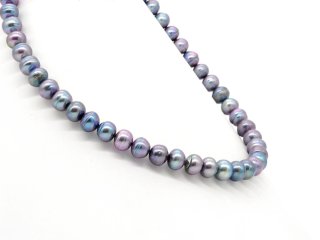 Large, oval cultured pearls in colourful iridescent grey