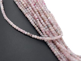 Pierced, faceted tourmalines cubes in lilac colours