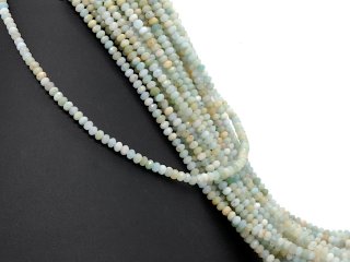 Blue-green, faceted amazonite rondelle