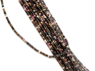 Facettierte, durchbohrte Turmalinrondelle in Multicolor