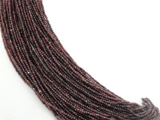 Faceted, pierced, dark red garnet beads