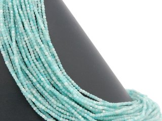Blue, faceted, pierced amazonite cubes