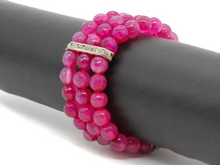 Wide, elastic agate gemstone bracelet