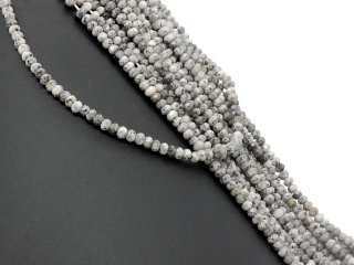 Black speckled, pierced, faceted agate rondelle