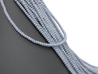 Grey-blue, pierced, faceted agate rondelle