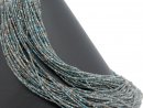 Sparkling, blue-grey, pierced apatite beads