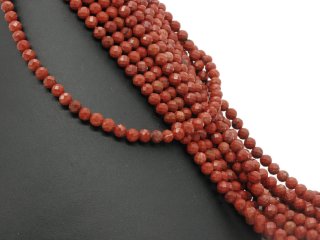Boules de jaspe rouge brique, percées et facettées