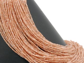 Faceted, pierced, pink-coloured moonstones