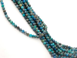 Faceted, small chrysocolla beads