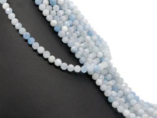 Faceted, pierced aquamarine beads
