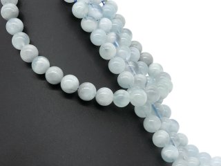 Light blue, pierced, large aquamarine beads