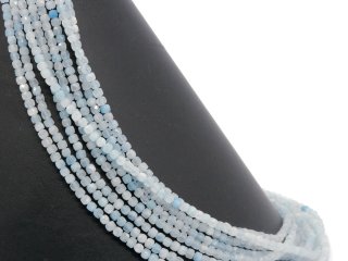 Faceted, pierced, blue Aquamarine Cubes